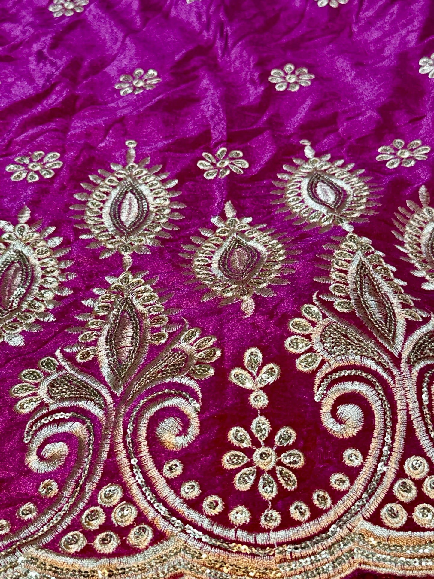 Gamusa Malong | Velvet Embroidered Malong with Sequins & Beads