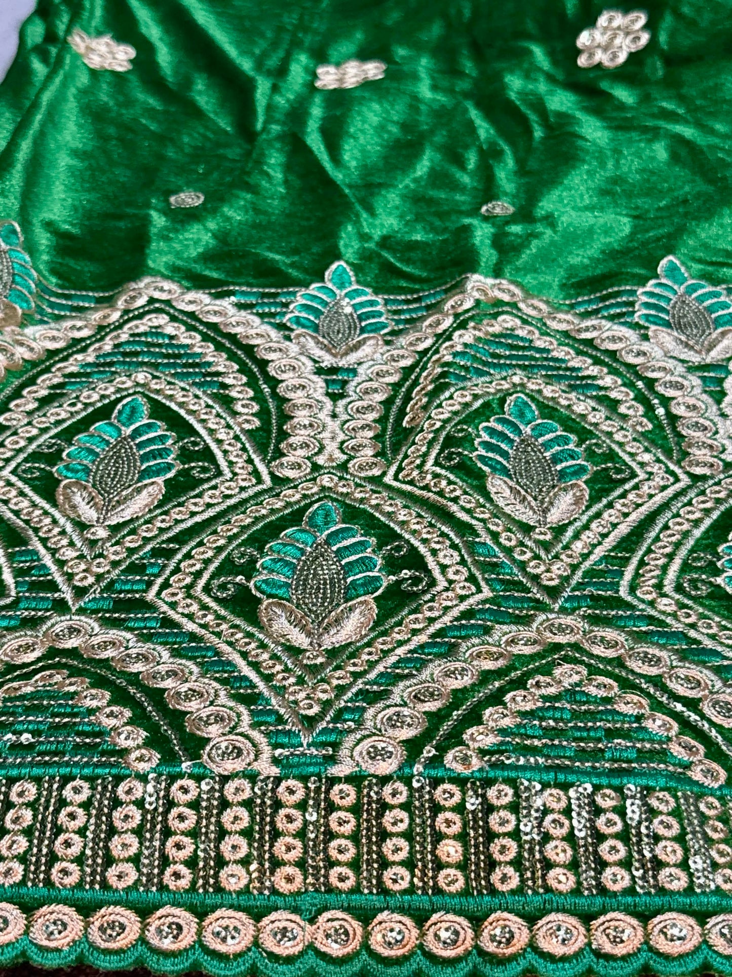 Gamusa Malong | Velvet Embroidered Malong with Sequins & Beads