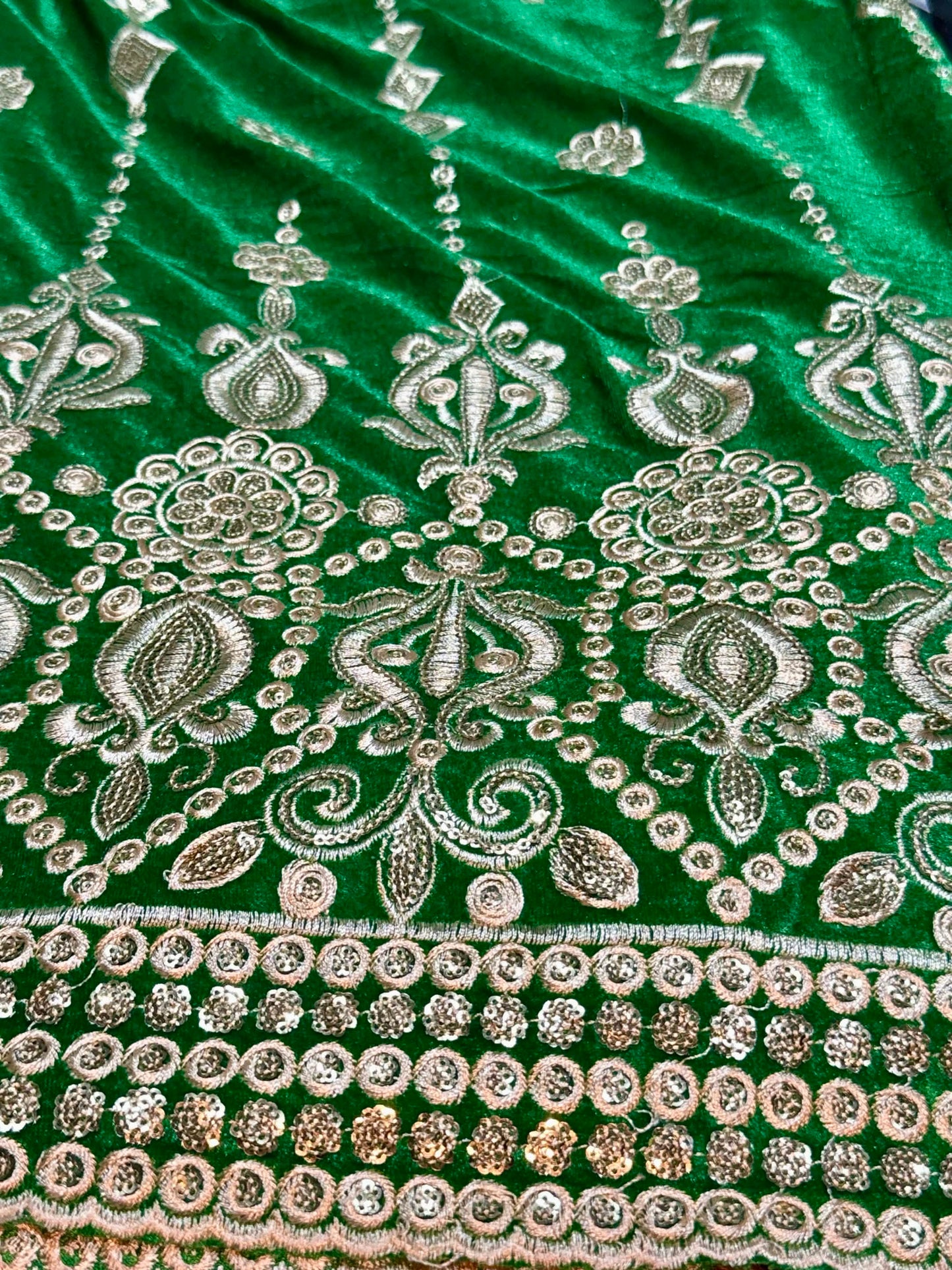 Gamusa Malong | Velvet Embroidered Malong with Sequins & Beads