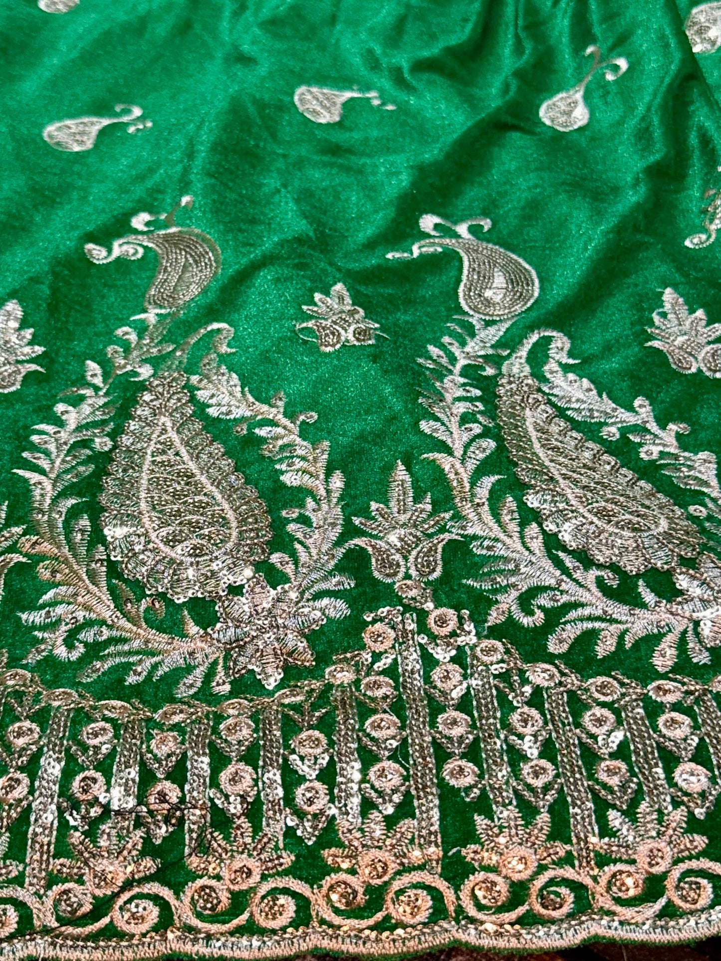 Gamusa Malong | Velvet Embroidered Malong with Sequins & Beads