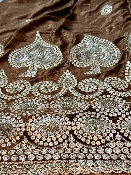 Gamusa Malong | Velvet Embroidered Malong with Sequins & Beads