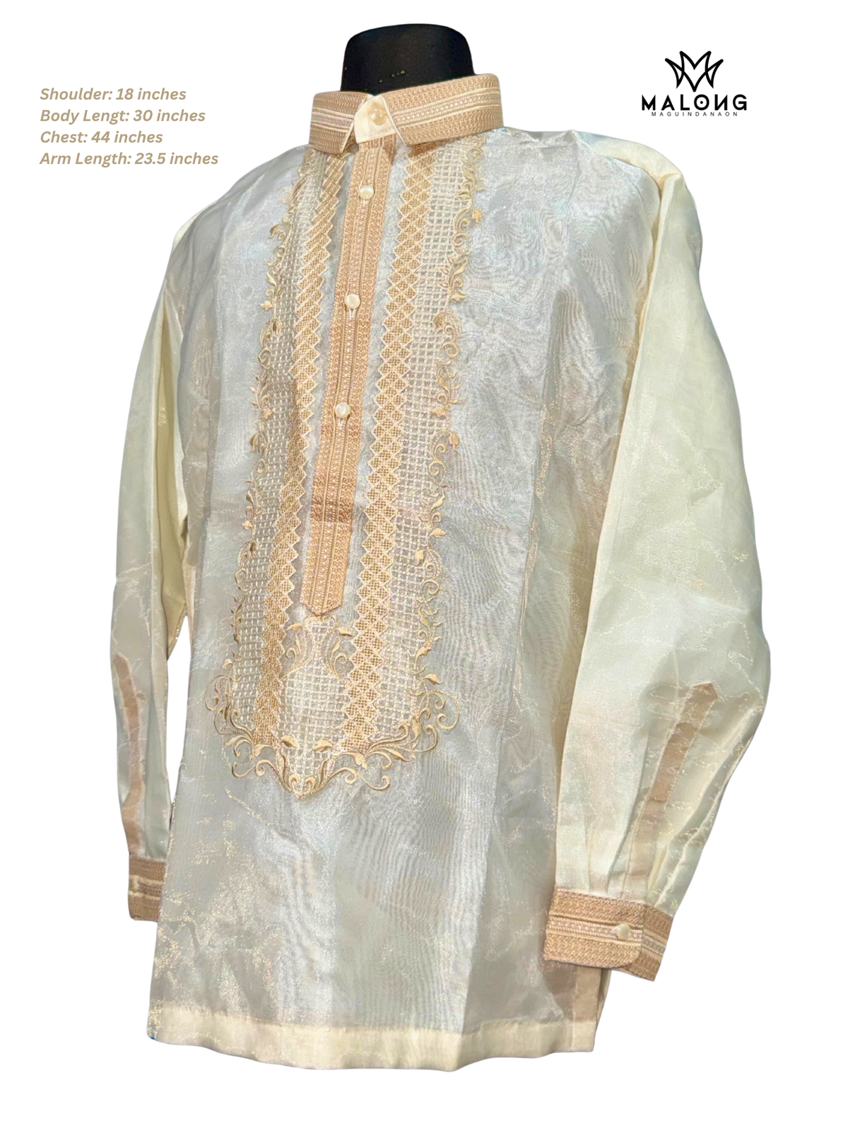 Traditional Collared Barong |Filipino Men's Formal Wear – Machine Embroidered